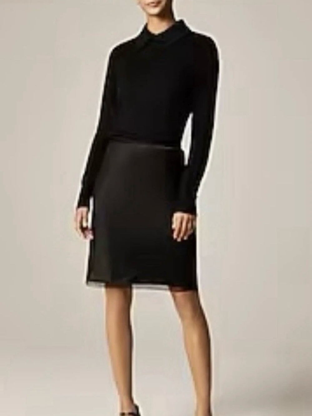 J Crew Gwen Satin Black Knee-Length Pencil Skirt
